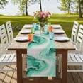 thumbnail image 4 of Table Runners 60 Inches Long Dress Scarves, Green Marble Farmhouse Kitchen/Dining Table Runner, Small Coffee Tablerunners, Summer Ocean Wave Green Ombre 13x60 Inch, 4 of 9