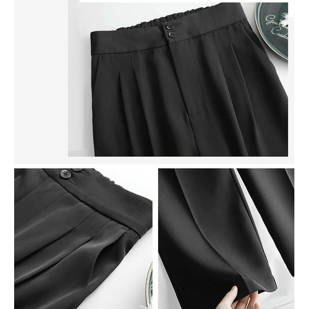 drppepioner Women'S Fashion Casual Full-Length Loose Pants Solid High Waist  Trousers Long Straight Wide Leg Pants 