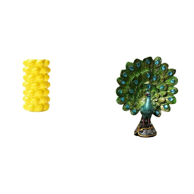 Jarrón De Flores De Porcelana Y Estatua De Pavo Real, Elegante Adorno De Mesa Para Sala De Estar, Dormitorio, Oficina, Estantería, Colección De Decoración Del Hogar