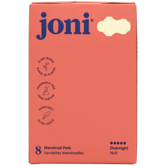 joni Organic Bamboo Overnight Pads with Double Wings, 34.5cm, 8ct