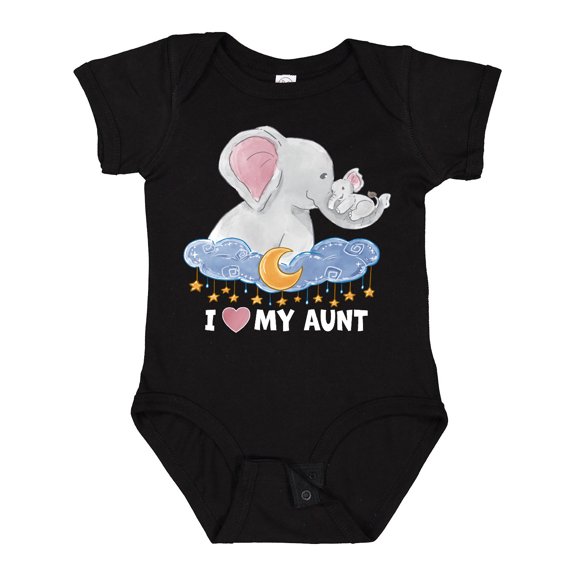Inktastic I Love My Aunt Cute Elephants with Moon and Stars Boys or Girls Baby Bodysuit