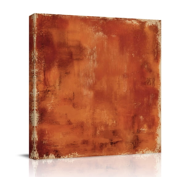 Canvas Wall Art, Burnt Orange Framed Canvas Prints for Bedroom Office, Vintage Abstract Distressed Painting Art Large Gallery Wrapped Wall Decor for Home Office, Gifts, 16"x16" Ship Next Day