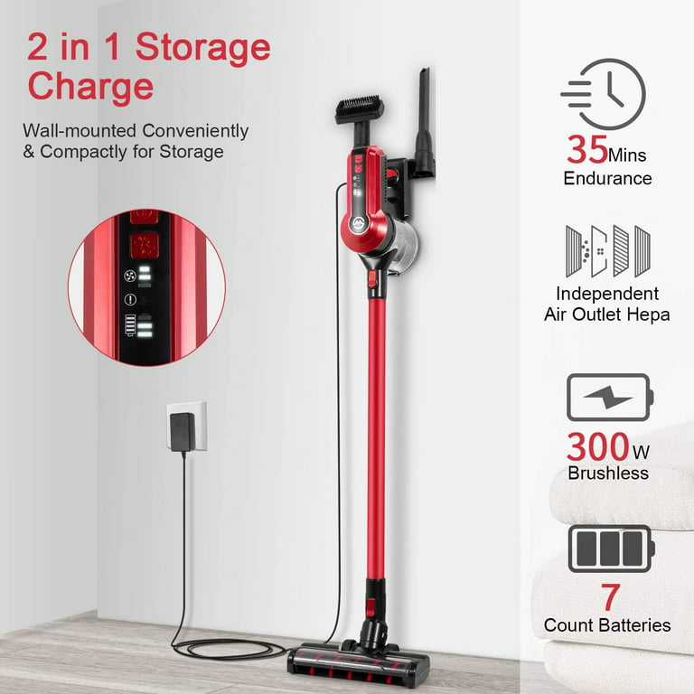 Moosoo Cordless Stick Vacuum Cleaners, 23Kpa Suction, Rich Accessories for Hardwood Floor Carpet Pet Hair, Size: M8Pro