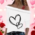 thumbnail image 1 of Xuyuer Valentine Shirt Women Love Heart Graphic Sloping Shoulder Suspender Shirt Funny Valentine's Day Gift Shirts Love Tops, 1 of 7
