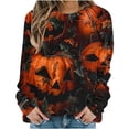 thumbnail image 3 of Craaazy Halloween Shirts For Women Halloween Pumpkin Graphic Pullover Funny Crew Neck Tunic Sweatshirts Long Sleeve Loose Spooky Season Tops Gifts For Women, 3 of 6