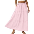 thumbnail image 5 of Fewfanhot Women's Skirts Summer Casual Elegant Tiered Maxi Skirt High Waisted A Line Flowy Long Skirts with Pockets, 5 of 9