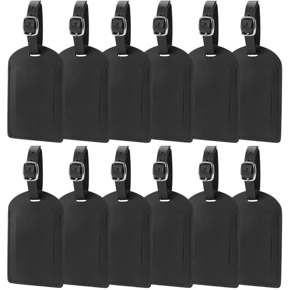 12 Pack Luggage Tags Faux Leather for Suitcases Travel Bag Labels with Protection Cover ID