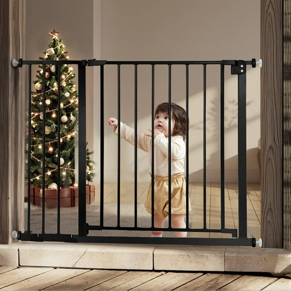 Baby Safety Gate, Baby Gates for Top Stairs Doorway, 29.5''- 40.5''Wide Pressure Mount, Black