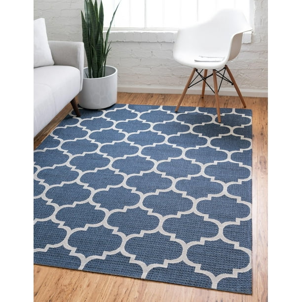 Collection Rug 6' x 9' Navy Blue Flatweave Rug