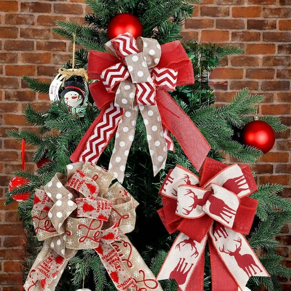 Christmas Gift Decor Christmas Bow Festive Ambiance Decoration Polyester Material Christmas Props Christmas Tree Decorations