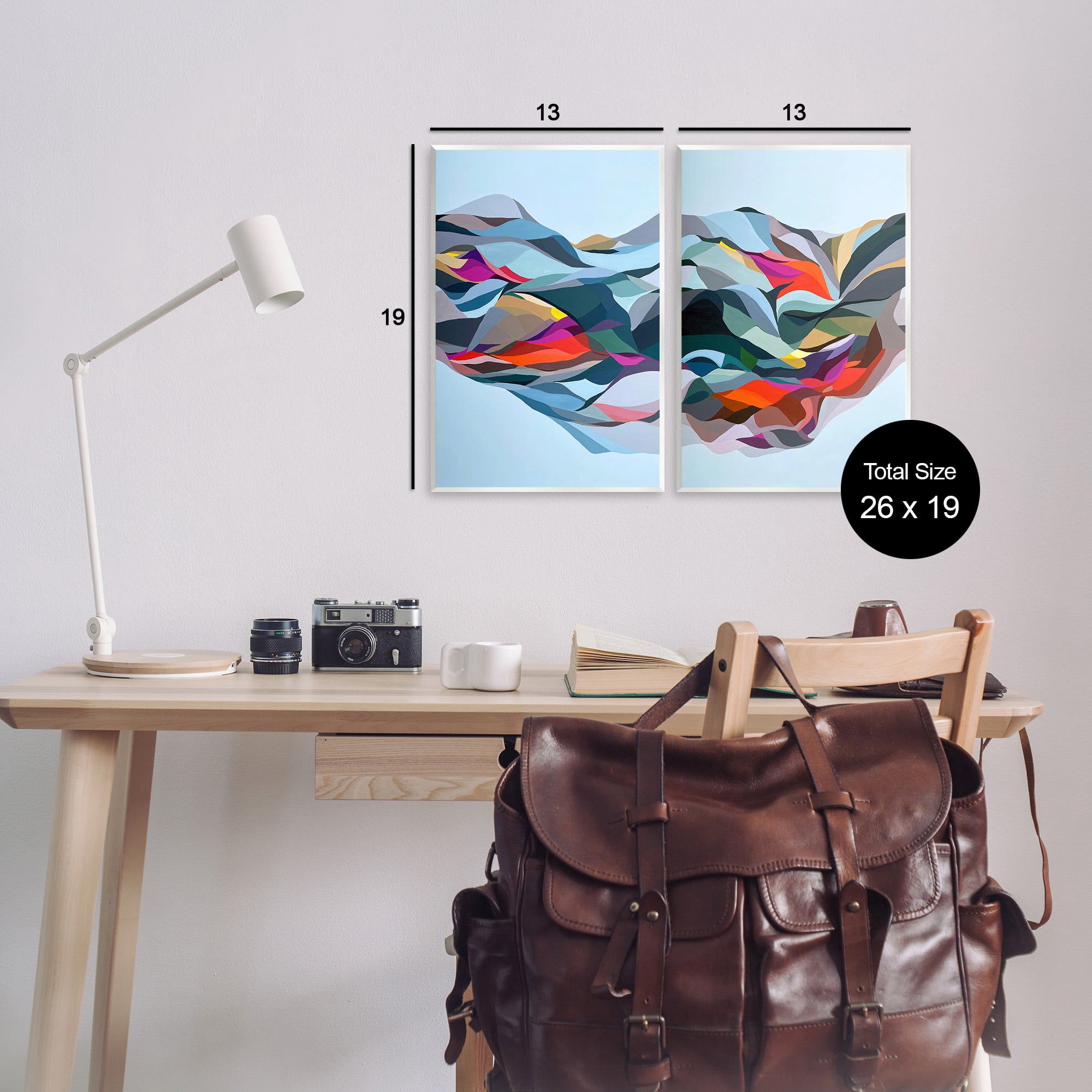 Stupell Industries Patterned Mountain Abstraction Abstract Painting Unframed Art Print Wall Art, 13 x 19, Set of 2
