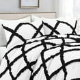 thumbnail image 3 of D.N.G. BEDDINGS 5 Piece Luxury Two Tone Diamond Ruffle Pattern Comforter Set Premium Super Soft, All Season 800 Thread Count 100% Egyptian Cotton King/California King Size Black/White Solid Color, 3 of 4