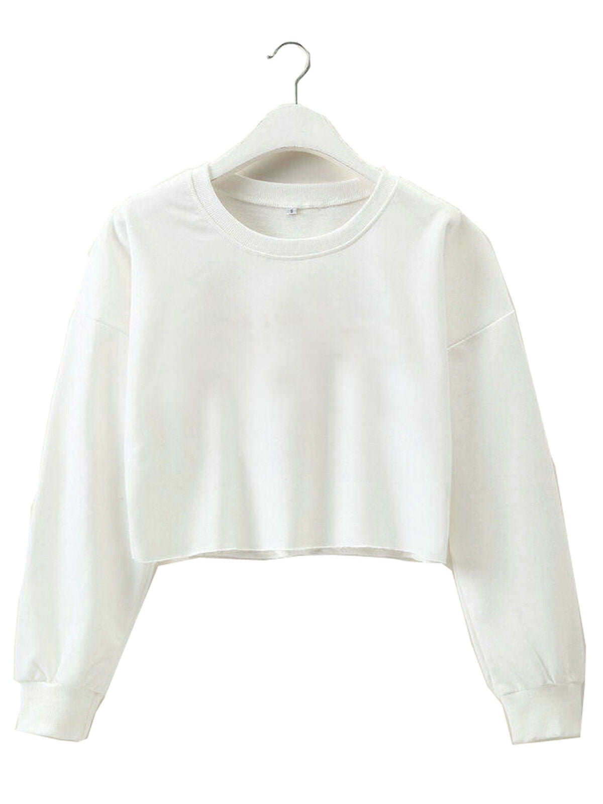 Hirigin Womens Casual Long Sleeve Sweatshirt Jumper Sweater Crop Top ...