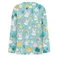 thumbnail image 5 of Lumtrix Easter Shirts For Women Bunny Graphic Tee Long Sleeve Eggs Print Tee Tops For Teen Girls Light Blue L, 5 of 7