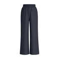 thumbnail image 4 of Wide Leg Jeans for Women High Smocked Waist Casual Trousers Loose Comfort Palazzo Pants Ladies Faux Denim Straight Trousers with Pockets Vintage Baggy Everyday Culottes, 4 of 8