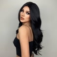 thumbnail image 4 of RightOn Long Black Wigs for Women Black Hair Wigs Long Wavy Curly Black Wigs Middle Part Black Wigs Natural Looking Synthetic Heat Resistant Wigs (Black), 4 of 6