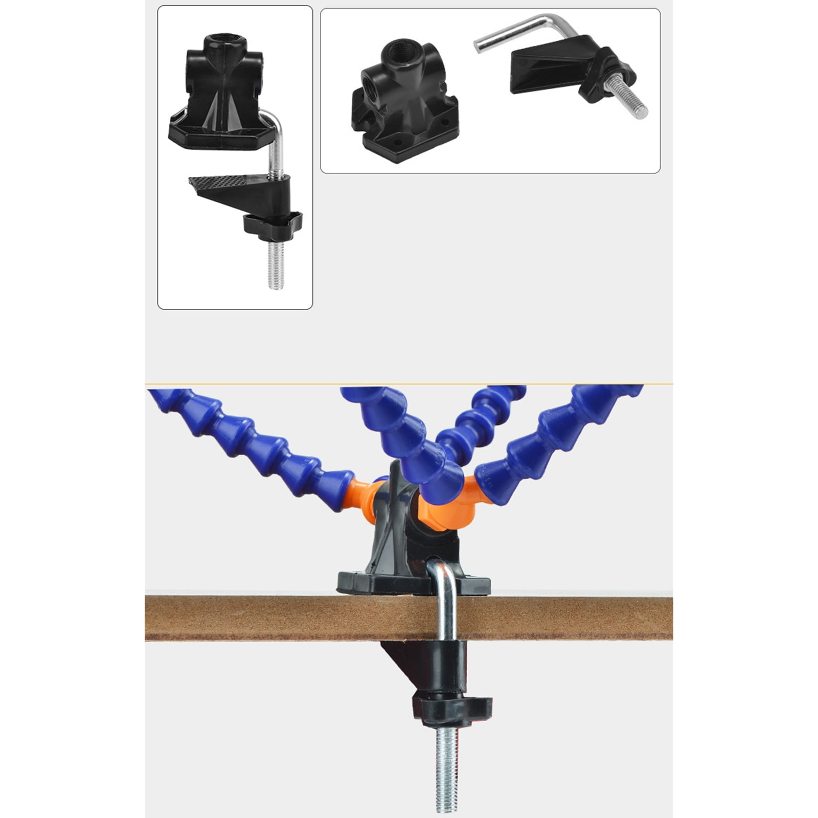 Adjustable Soldering Vise with 5 Flexible Arms, Magnifier Glass & Iron Holder for Welding Station Tools