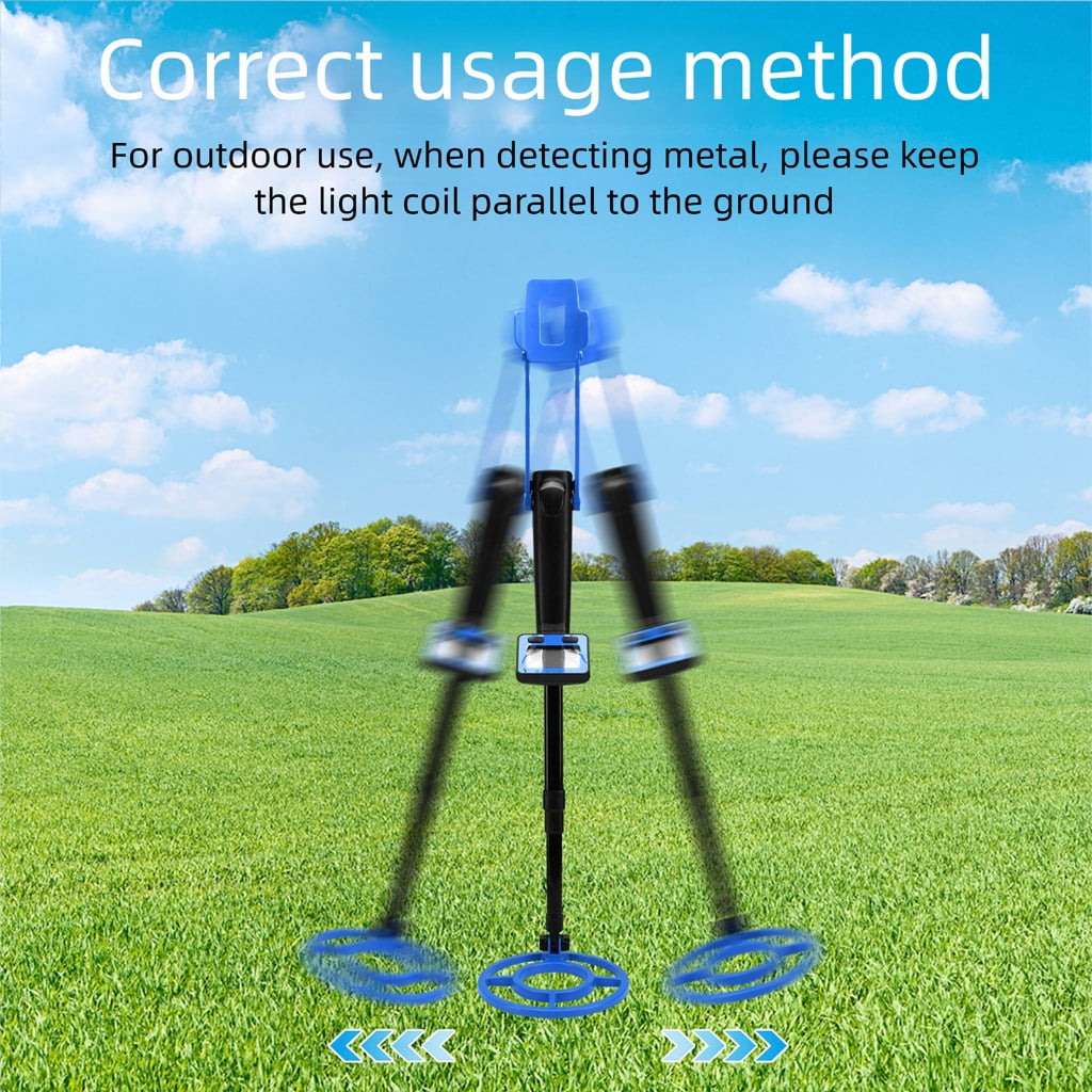 MOMOJIA Kids Metal Detector Lightweight 1.2lbs Adjustable 60cm To 79cm Rod Secure Battery Cover Detects Gold Silver Coin Jewelry 10cm Underground Depth