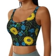 thumbnail image 2 of Goofa Sunflowers And Blue Flower Printed Sports Bras for Women, High Impact Running Bra Workout Crop Tank Tops Longline Sports Bra Push up-Medium, 2 of 9