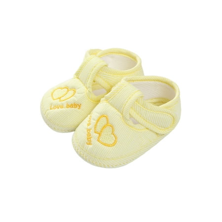 

Colisha Infant Cotton Shoes Magic Tape Flats Soft Sole Crib Shoe House Warm Firstv Walkers Floral Sneakers Double Heart Yellow 3C
