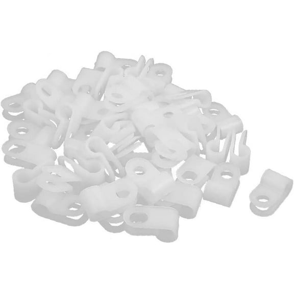 50Pcs creamy-white Nylon R-Type Cable Clamp for 3/16" Dia Wire Hose Tube(Morsetto per cavi R in nylon bianco da 50 pezzi per tubo flessibile a diaframma da 3/16' 'Dia