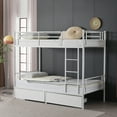 thumbnail image 3 of Ktaxon Metal Twin over Twin Bunk Bed with 2 Drawer & 2 Ladders for Bedroom, White, 3 of 8