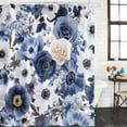 thumbnail image 3 of Blue Flower Waterproof Fabric Shower Curtain,Vintage Ink Rose Floral Spring Botanical Waterproof Fabric Shower Curtain for Bathroom Curtains Bathtubs Shower Curtains with 12 Hooks Extra Long 72x96, 3 of 8