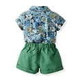 thumbnail image 6 of Fesfesfes Toddler Boy Outfits 5T Boys Spring Short Sleeve Top&Pants Suit Outfit For Baby Toldders Print Cardigan, Strap Shorts, Photography Performance Set 4-5 Years, 6 of 9