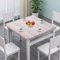 thumbnail image 3 of Pink Geometric Striped Pattern Square Fitted Tablecloth with Elastic Edge,Square Table Cover,Washable Elastic Table Cover for Home Kitchen Party Decor 34"x34", 3 of 6