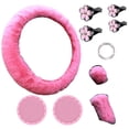 thumbnail image 4 of 10Pcs Car Interior Decoration Furry Steering Wheel Cover Set For Women With Cup Holders Decorations Car Accessories, 4 of 9