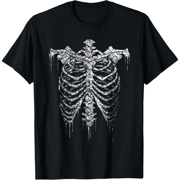 Velto Skeleton Ribcage Goth Costume for Grunge Men Women T-Shirt All Size S-5XL