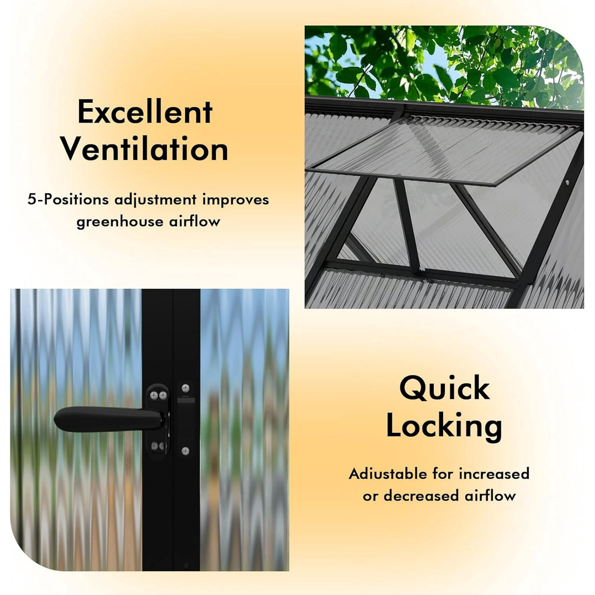 6x7.5FT Walk-in Greenhouse | Reinforced Aluminum Frame | UV-Resistant Polycarbonate Panels | Thermometer Hygrometer | All-Weather Outdoor Garden Greenhouse | WUKHG
