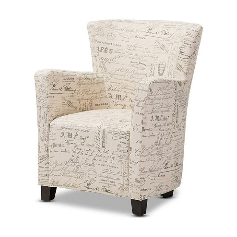 Baxton Studio Benson French Script Patterned Fabric Club Chair and Ottoman Set Baxton Studio Benson French Script Patterned Fabric Club Chair and Ottoman Set