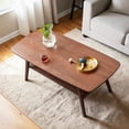 thumbnail image 2 of Hassch 31.5" Solid Wood Coffee Table, 2-Tier Center Table with Storage Shelf for Living Room, Walnut, 2 of 6