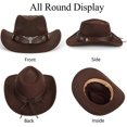 thumbnail image 3 of 2025 Latest Model Classic Western Cowboy Hat for Men Women Brown Cowgirl Roll Up, 3 of 5
