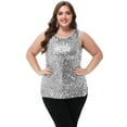 thumbnail image 6 of Womens Plus Size Sleeveless Sequin Tops Sparkle Shine Tank Top, 6 of 7