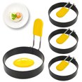 thumbnail image 2 of 2/4 Pack Anneau à Œufs Antiadhésif en Acier Inoxydable de Qualité Alimentaire Rond avec Poignée en Silicone Pliable Portable Ensemble de Cercles pour Œufs Gadget de Cuisine pour Frire Crêpes Mcmuffins Gril, 2 of 5