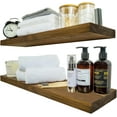 thumbnail image 6 of Wood Floating Shelves 36 inch, Wide Rustic Wooden Wall Shelves for Bathroom Living Room Bedroom Kitchen Farmhouse Set of 2-36x 6.7 x1.25 inch- Walnut Color, 6 of 10