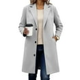 thumbnail image 2 of Otntypg Womens Peacoat Notched Lapel Collar Single-Breasted Trench Coats Loose Casual Thicken Wool Long Work Business Jacket 2025 Fall Winter Outerwear with Pockets Gray XL, 2 of 8