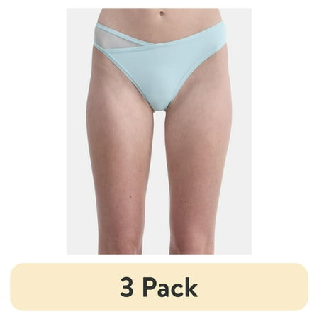 (3 pack) No Boundaries Micro Thong Panty with Mesh  Womens and Womens Plus  Sizes XS-XXXL