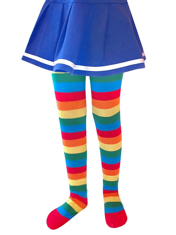 Kid Girl Rainbow Striped Sock Pantyhose Tights Halloween Cosplay Party Stockings