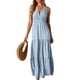 thumbnail image 1 of Pantalones de Vestido Casual para las Mujeres Estilo sin Mangas Sólido V Cuello Vendaje Vestido Largo, Camisas de Vestido Casual para las Mujeres Inspirado Bodycon Maxi de Verano, 1 of 6