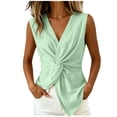 thumbnail image 3 of Aboser Twist Front Wrap Vest Tops for Women Dressy Casual Sleeveless Shirts Summer Cotton and Linen Vests Solid V Neck Blouses for Work Office, 3 of 7