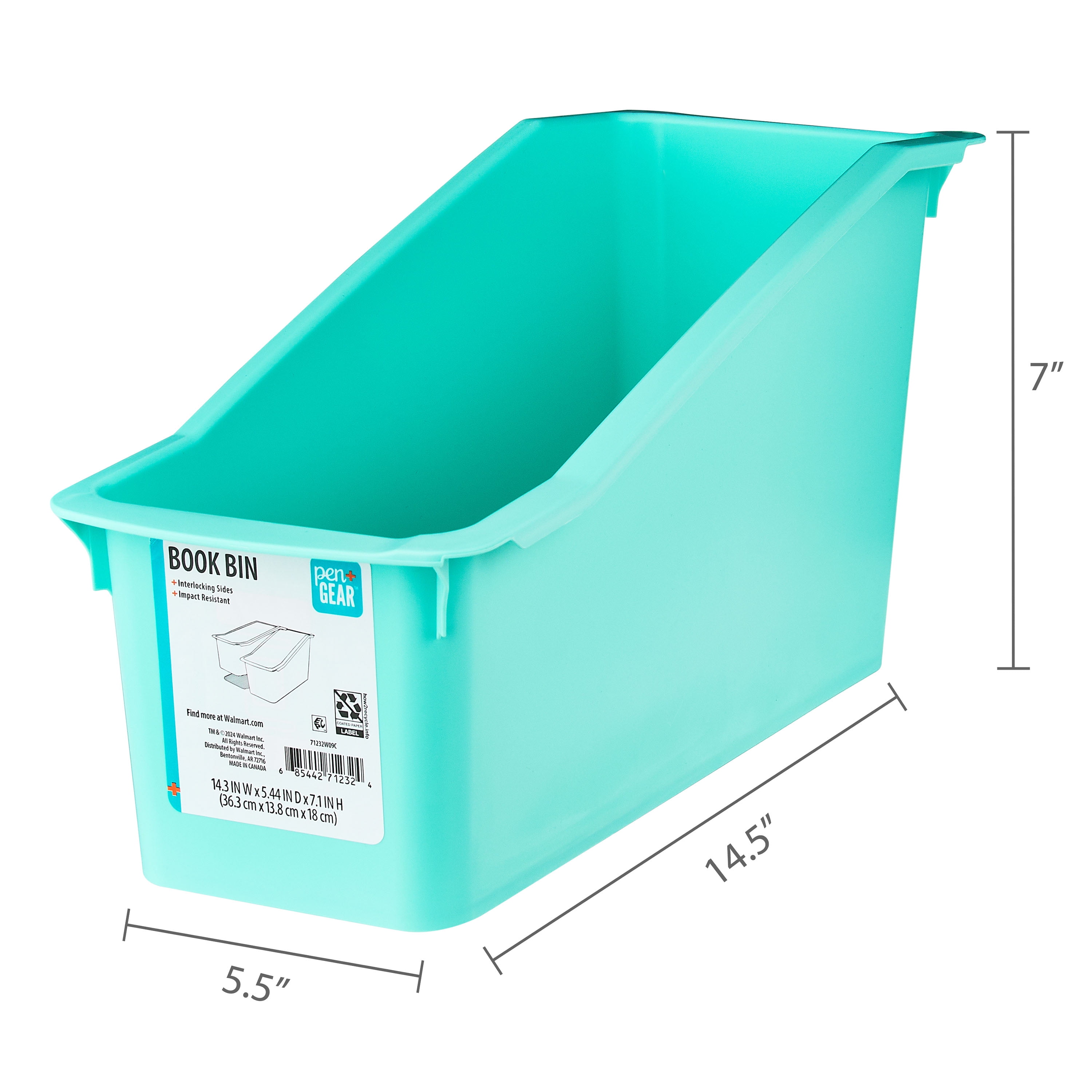 Pen+Gear Plastic Desktop Book Organizer Bin, Spearmint, 9-Pack