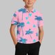 thumbnail image 1 of Blusa y camisa de manga corta con cuello vuelto para niños, camisa informal de manga corta con botones y solapa estampada para niños y niñas, parte superior de poliéster para niños, 1 of 7