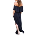thumbnail image 3 of Women's Botanical Print Frill Bardot Neckline Ruffle Maxi Dress, 3 of 5