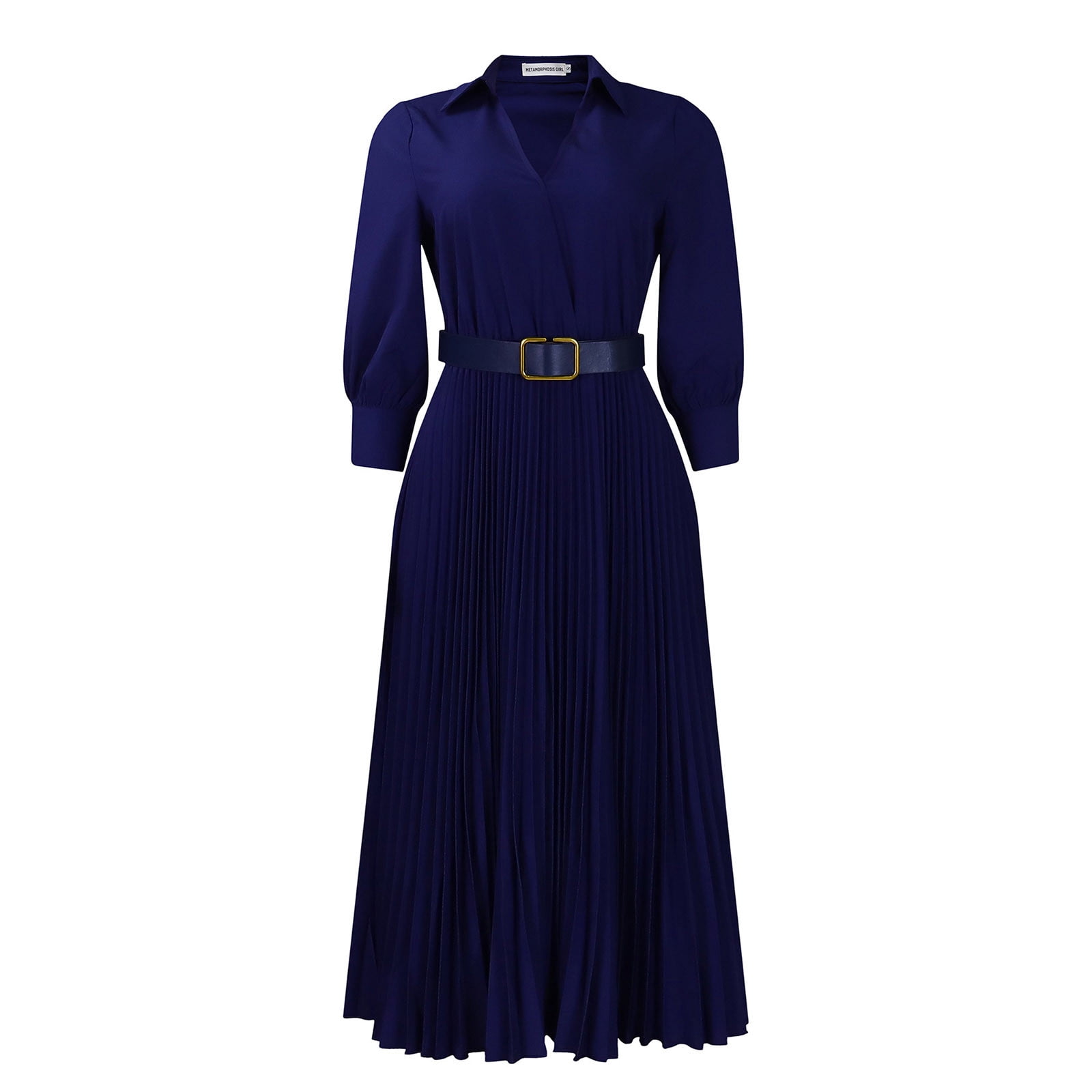 gbyLJF Plus Size Chiffon Dress Flowy Summer Dress Plunge Neck Dress for Women Boho Dress Women Dark Blue XXL