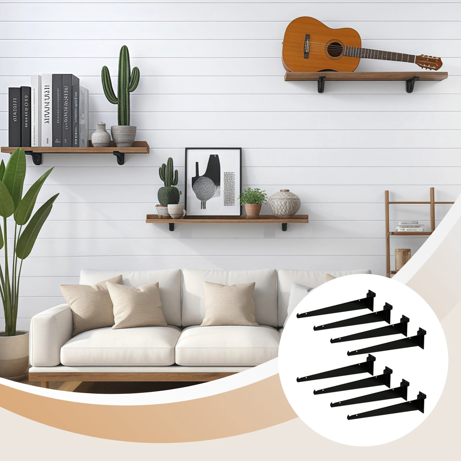 8 PCS Wall Shelf Brackets, 12 in Heavy Duty Steel Shelf Holder, High Load Slat Wall Shelf Rack for Storage and Display