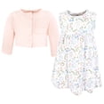 thumbnail image 3 of Hudson Baby Infant and Toddler Girls Cotton Dress and Cardigan Set, Pastel Wildflower, 0-3 Months, 3 of 5