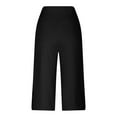 thumbnail image 5 of Bloomae Capri Pants for Women Loose Wide Leg Yoga Dress Capris with Pockets Cross Elastic Waist Baggy Casual Work Crop Pants Black XL, 5 of 9